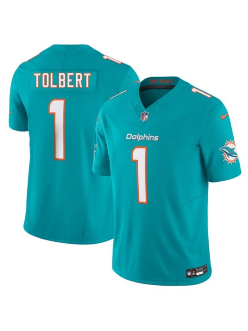 Adult Mens Jalen Tolbert Aqua Vapor Stitched Jersey